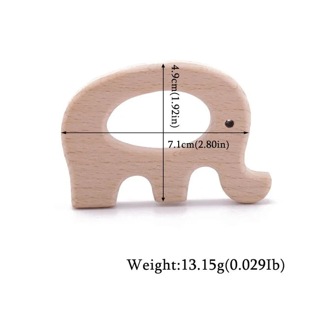 10-Piece Wooden Animal Baby Teether Set - Beech Grasping Toy