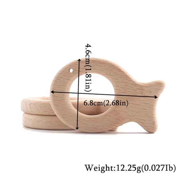 10-Piece Wooden Animal Baby Teether Set - Beech Grasping Toy