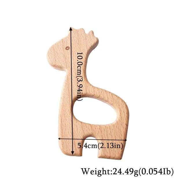 10-Piece Wooden Animal Baby Teether Set - Beech Grasping Toy