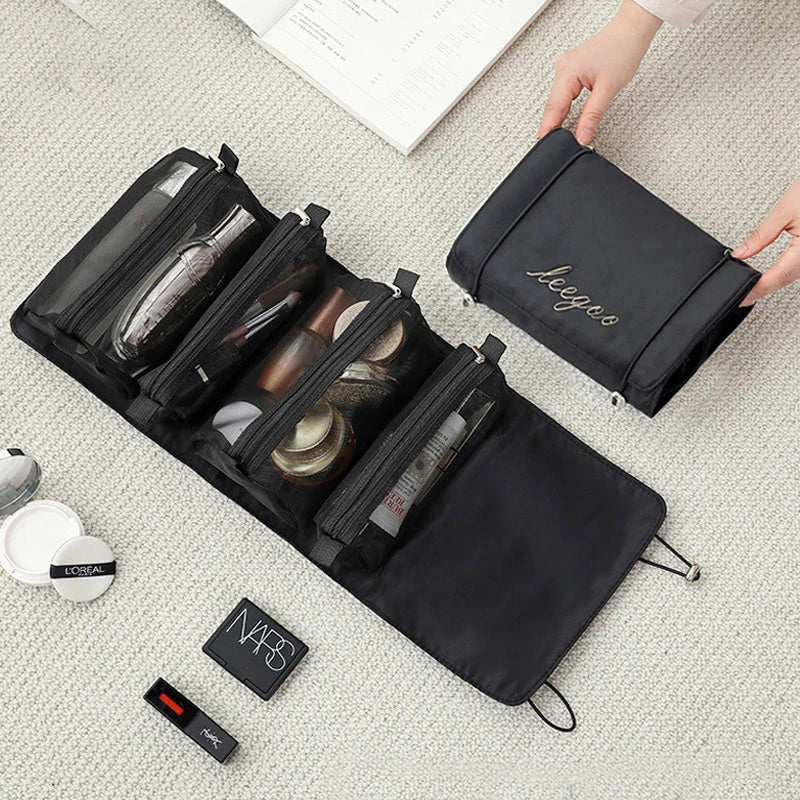 4-in-1 Separable Cosmetic Pouch - Foldable Mesh Makeup Organizer