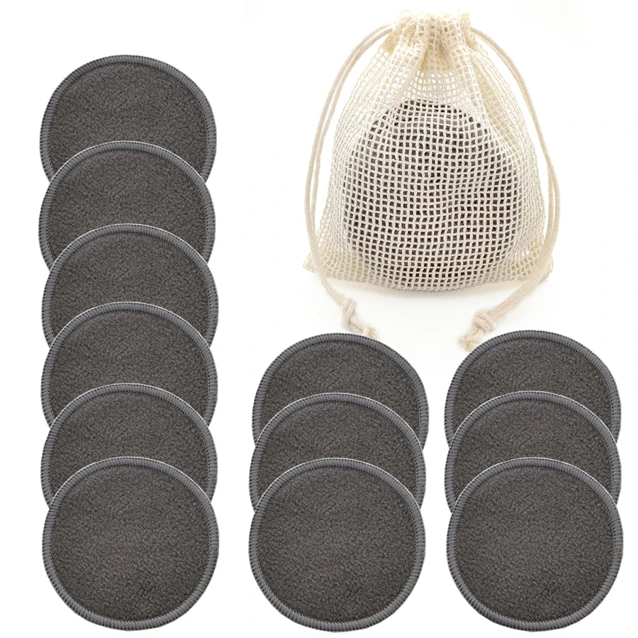12-Piece Reusable Bamboo Makeup Remover Pads with Bag