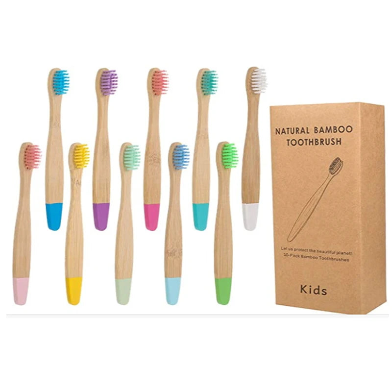 Kids Organic Bamboo Toothbrush - Soft Bristle Eco-Friendly Handle