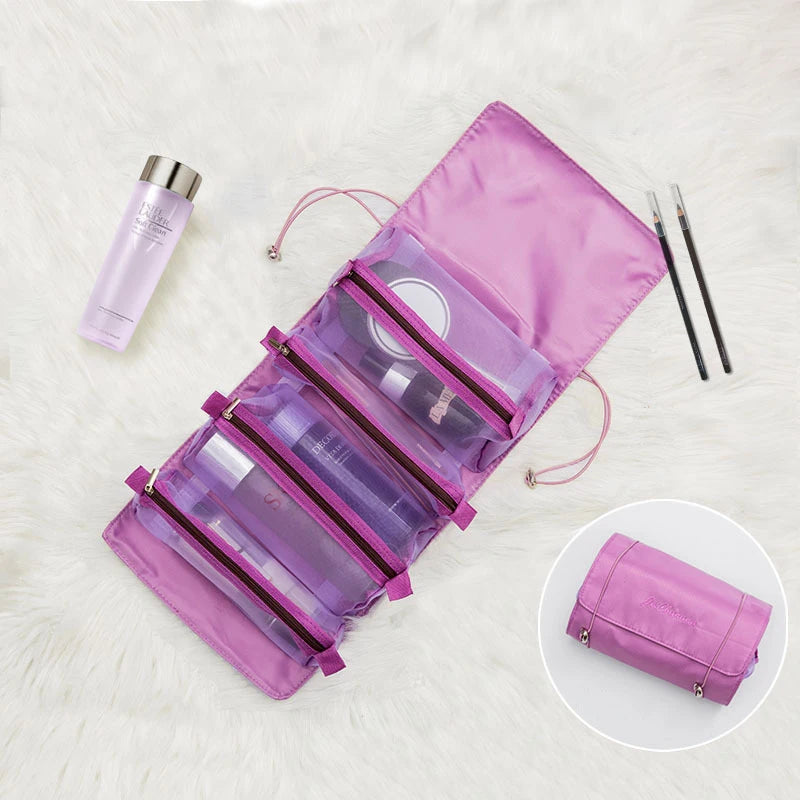 4-in-1 Separable Cosmetic Pouch - Foldable Mesh Makeup Organizer