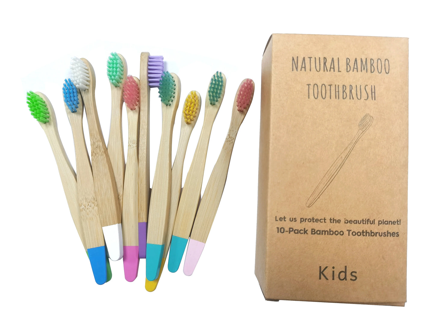 Kids Organic Bamboo Toothbrush - Soft Bristle Eco-Friendly Handle
