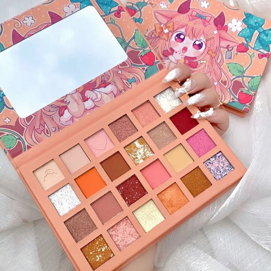 24-Color Strawberry Eyeshadow Palette - Glitter Pearlescent Makeup