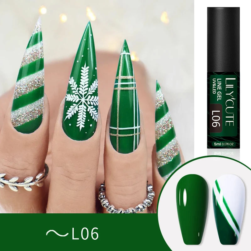 LILYCUTE 5ml Reflective Glitter Liner Gel - Champagne Nail Art