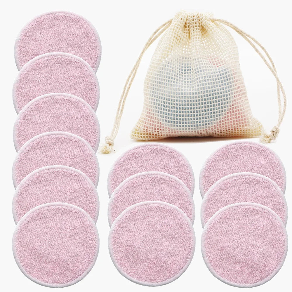 12-Piece Reusable Bamboo Makeup Remover Pads with Bag