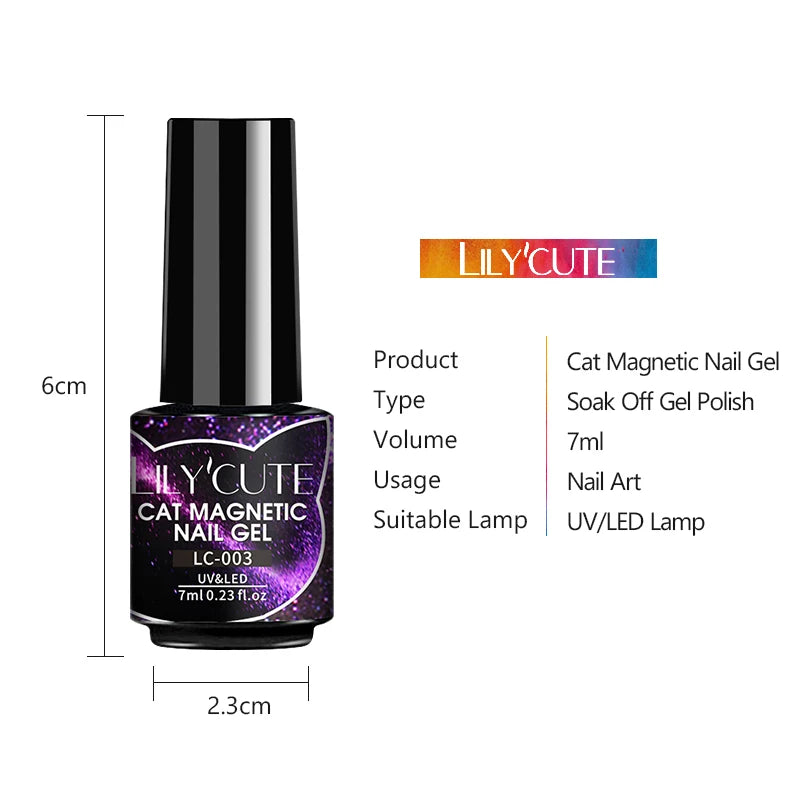 LILYCUTE 7ml 9D Cat Eye Magnetic Gel Polish