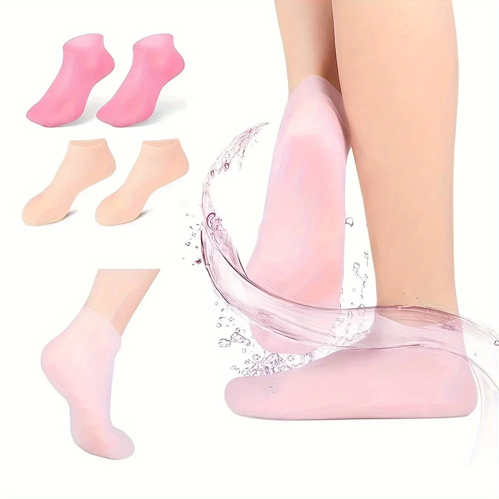 2-Pack Silicone Gel Foot Socks - Cracked Heel Spa Care
