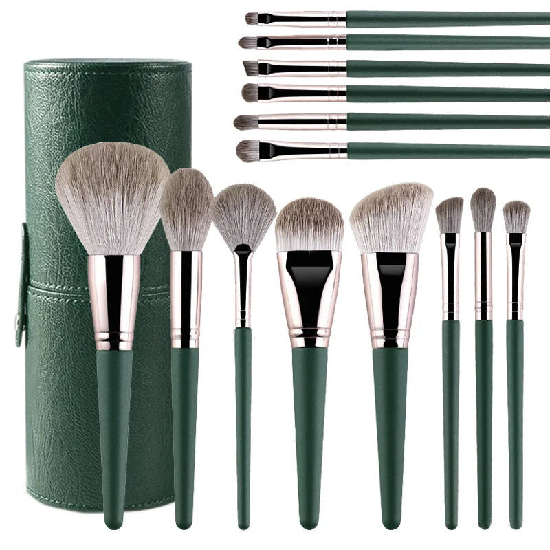 JTFIL Green Makeup Brush Set - Powder Eye Shadow and Blush Tools