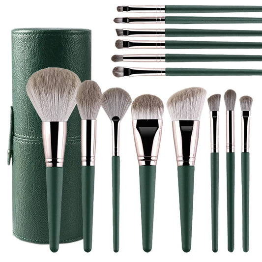JTFIL Green Makeup Brush Set - Powder Eye Shadow and Blush Tools