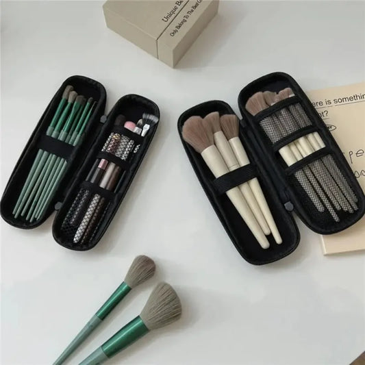 Waterproof Double-Zipper Brush Case - Black Travel Makeup Bag