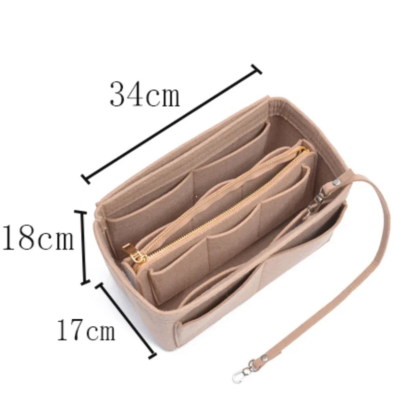 Large Capacity Felt Makeup Organizer Bag - Travel Insert Tote