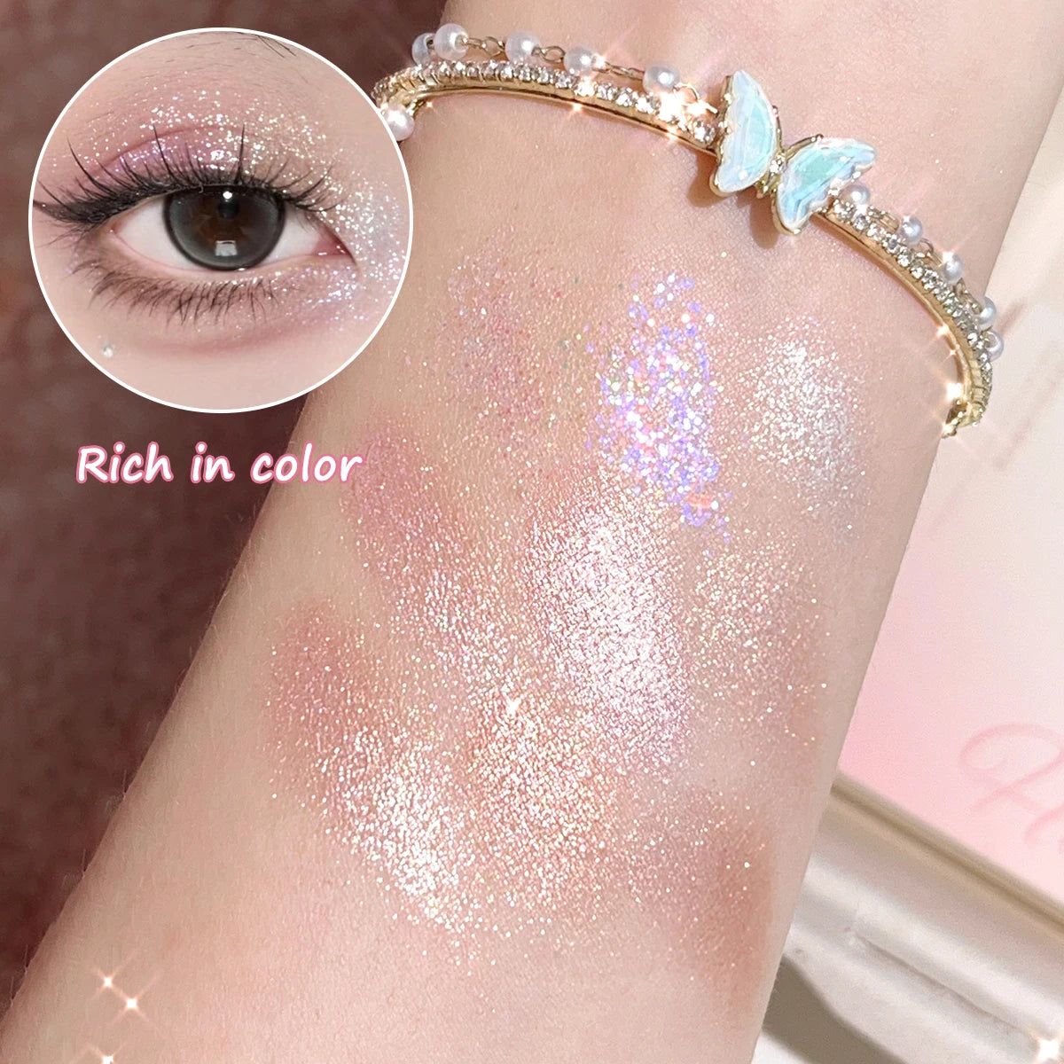 Pearlescent Glitter Highlighter Eyeshadow Palette - Dazzling Makeup