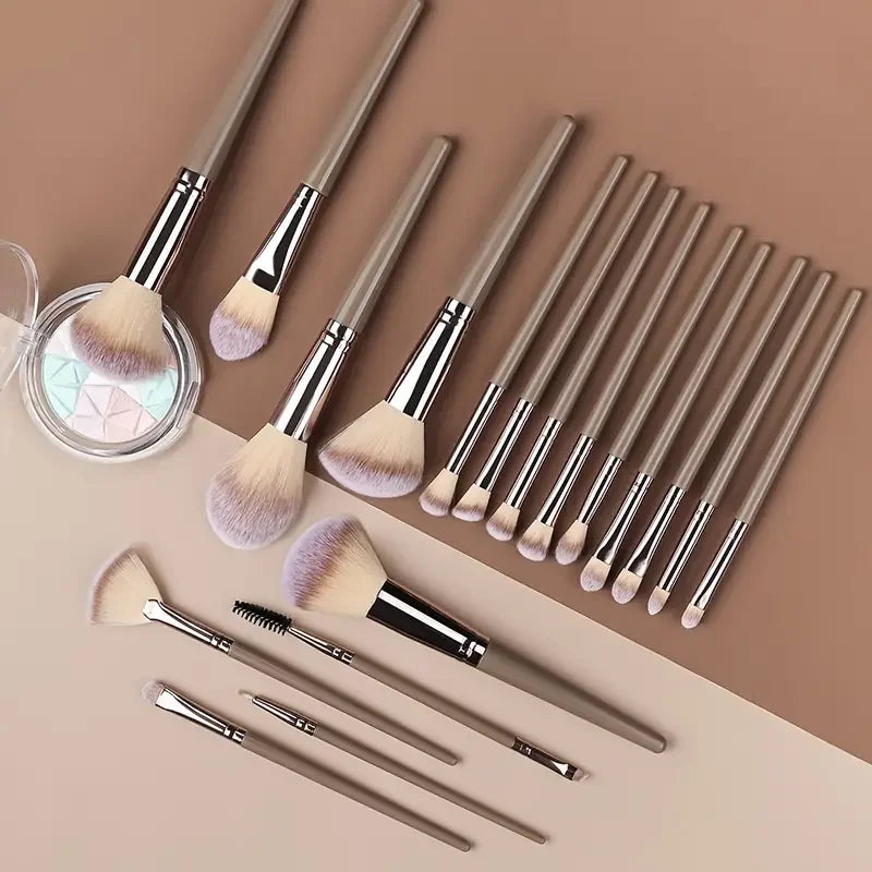 3-20 Piece Makeup Brush Set - Brown Blending Beauty Tools