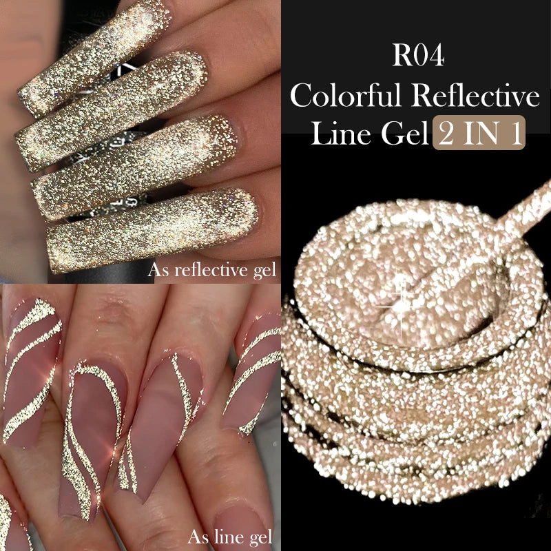 LILYCUTE 5ml Reflective Glitter Liner Gel - Champagne Nail Art