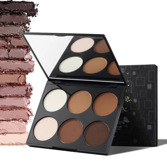 6-Color Highlighter Contour Palette - 3D Bronzer Makeup Kit