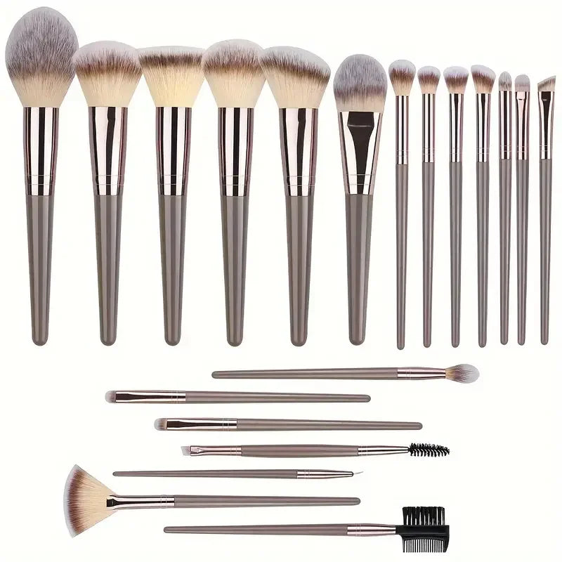 3-20 Piece Makeup Brush Set - Brown Blending Beauty Tools