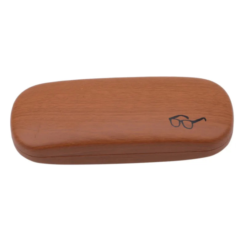 Wood Grain Hard Reading Glasses Case - PU Leather Eyeglass Box