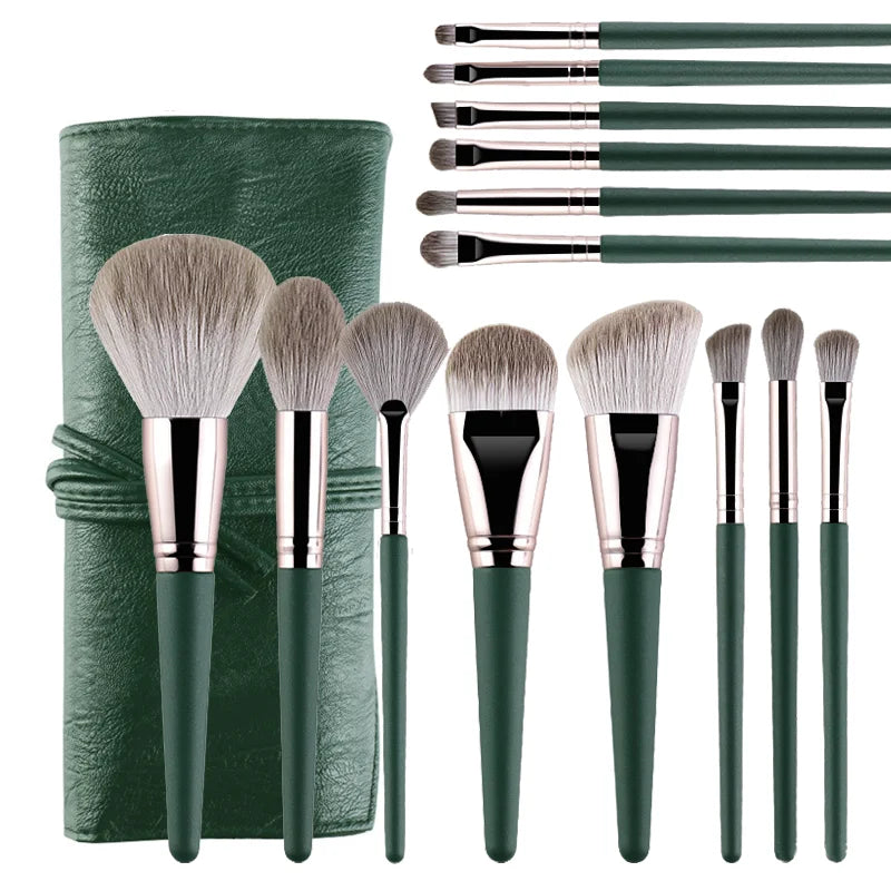 JTFIL Green Makeup Brush Set - Powder Eye Shadow and Blush Tools
