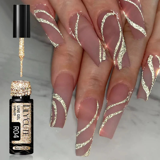 LILYCUTE 5ml Reflective Glitter Liner Gel - Champagne Nail Art