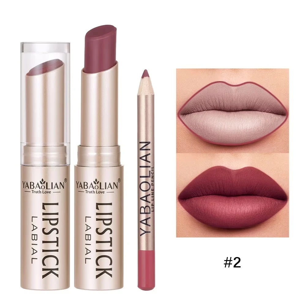 OREADEX 2-Piece Lip Liner and Lipstick Set - Matte Waterproof Finish