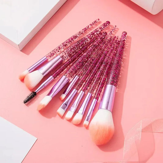 10-Piece Soft Detail Makeup Brush Set - Blush Foundation and Eye Tools