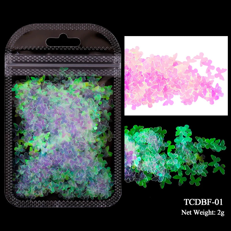 2g Holographic Nail Art Glitter - Star Butterfly Sequins Flakes