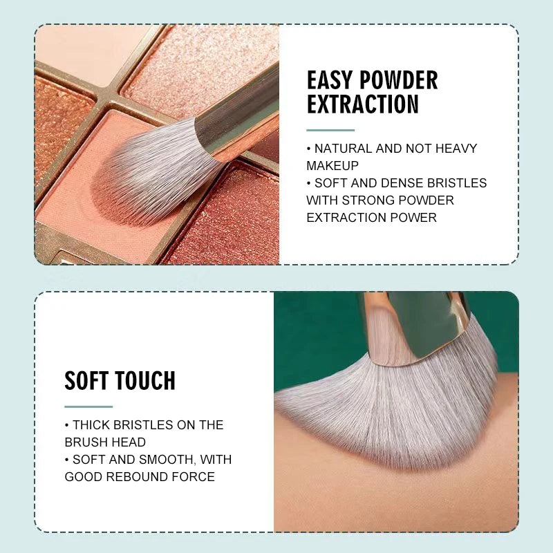 JTFIL Green Makeup Brush Set - Powder Eye Shadow and Blush Tools