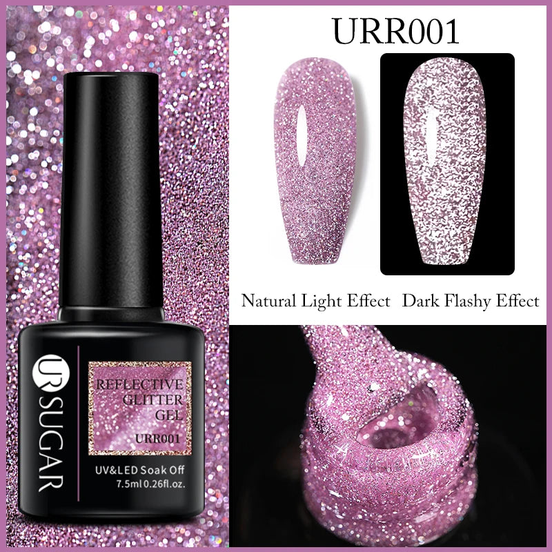 UR SUGAR 7.5ml Reflective Glitter Pink Sequin Gel Polish