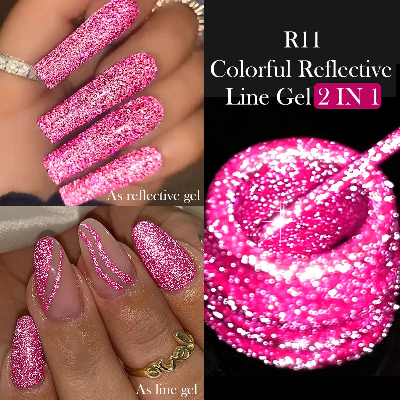 LILYCUTE 5ml Reflective Glitter Liner Gel - Champagne Nail Art