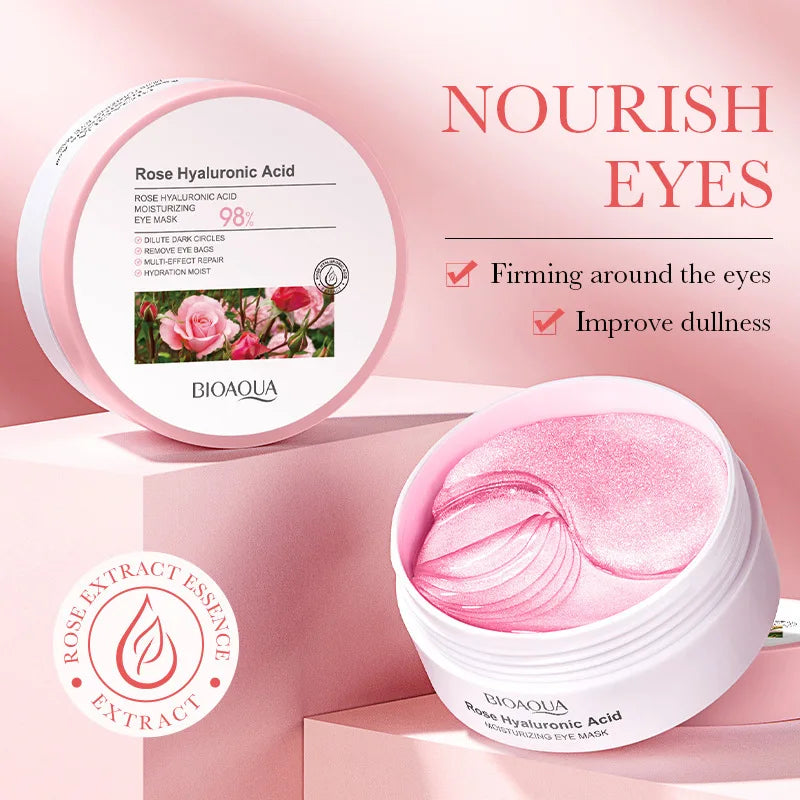 BIOAQUA Rose Hyaluronic Acid Eye Mask - 60-Piece Moisturizing Patches
