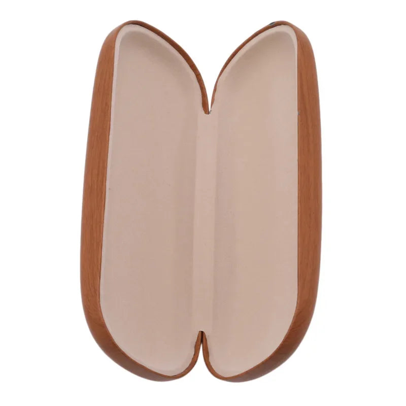 Wood Grain Hard Reading Glasses Case - PU Leather Eyeglass Box