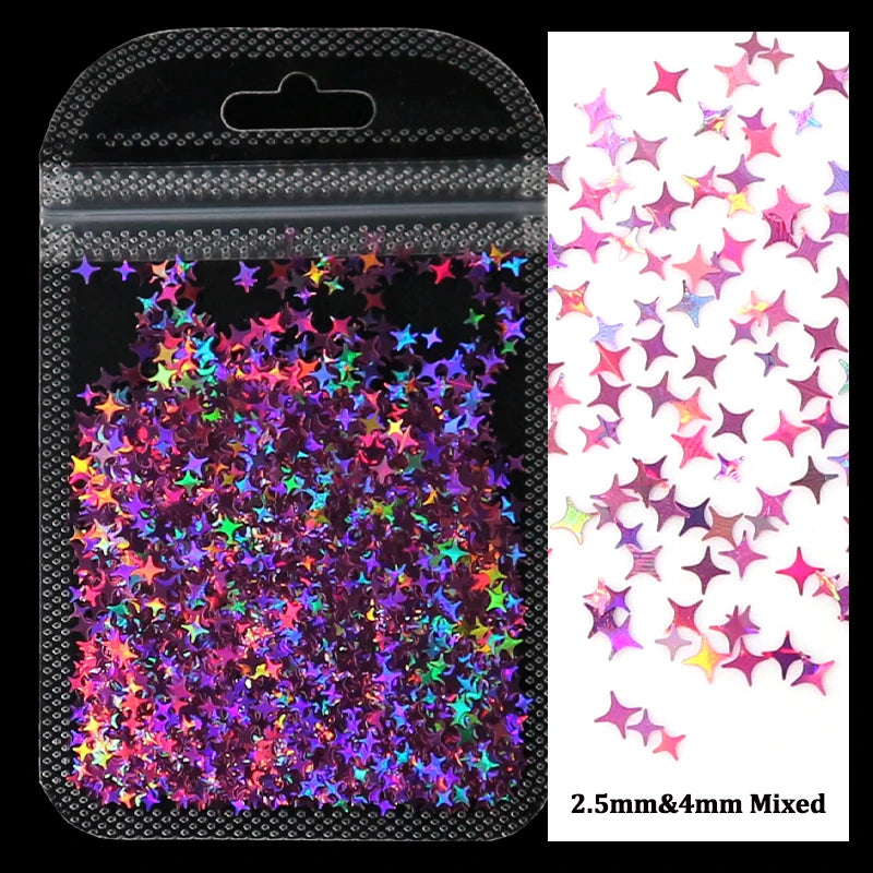2g Holographic Nail Art Glitter - Star Butterfly Sequins Flakes