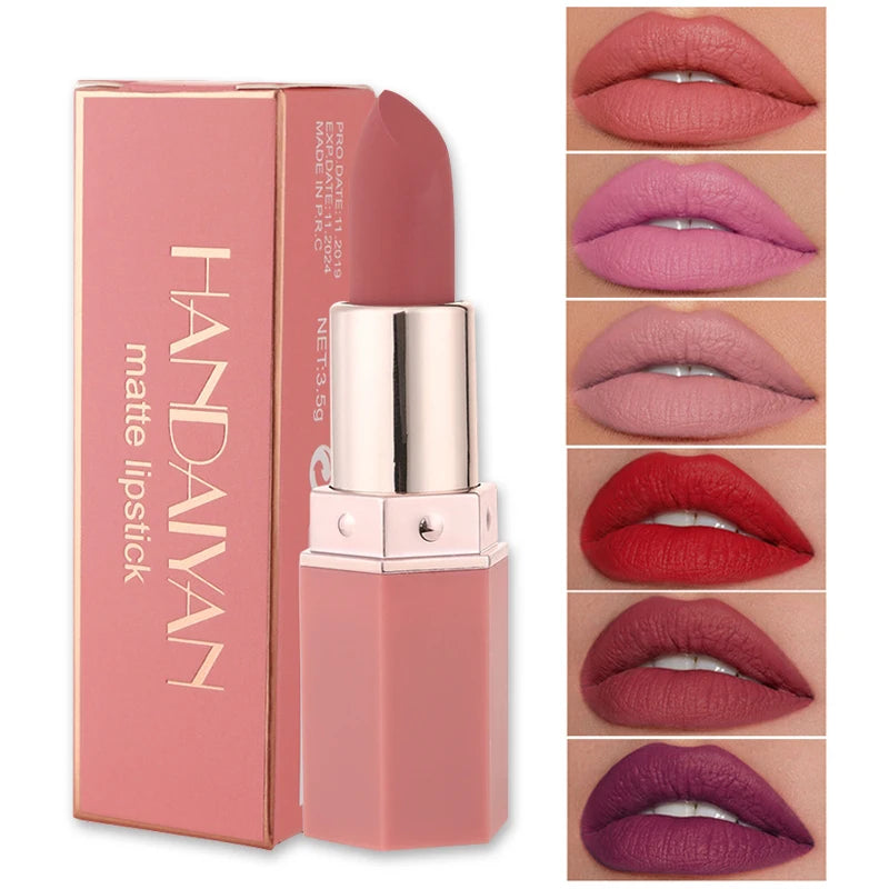 Handaiyan 6-Color Waterproof Velvet Nude Lipstick Set