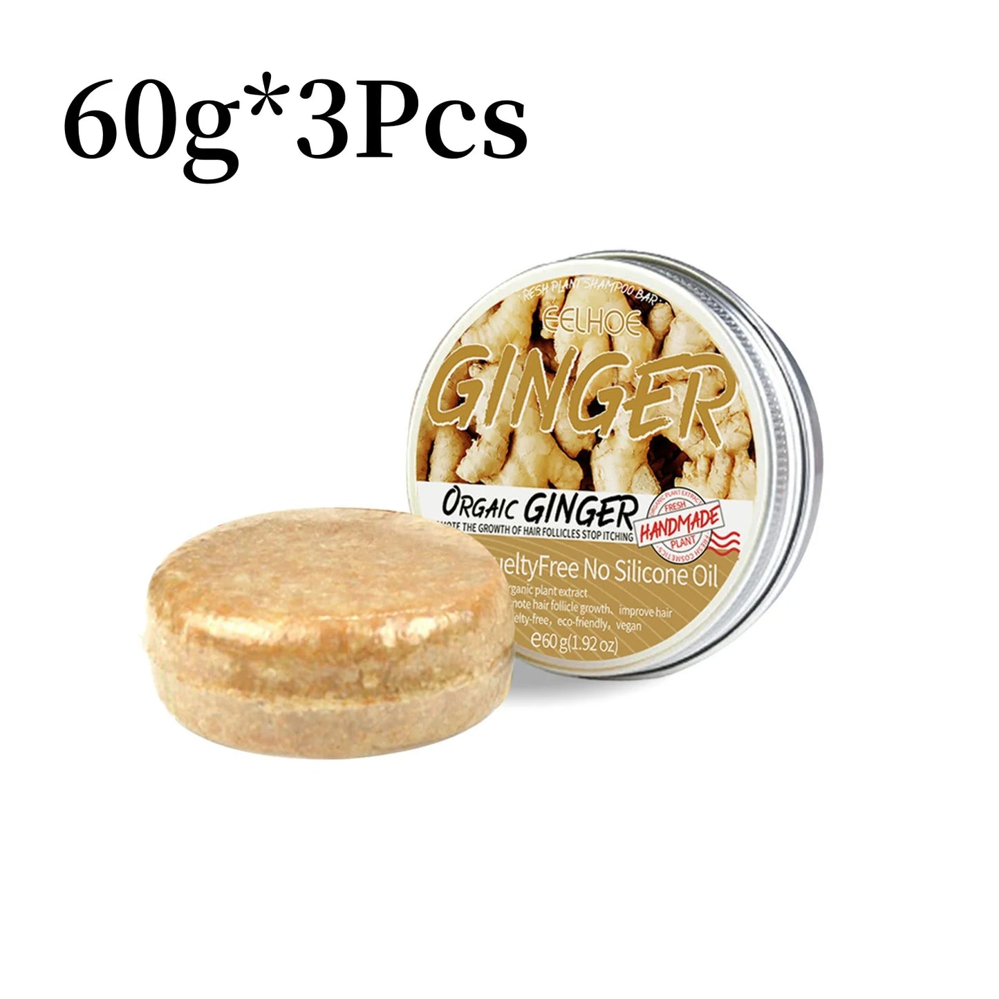 60g Natural Ginger Shampoo Soap - Scalp Cleansing Hair Bar