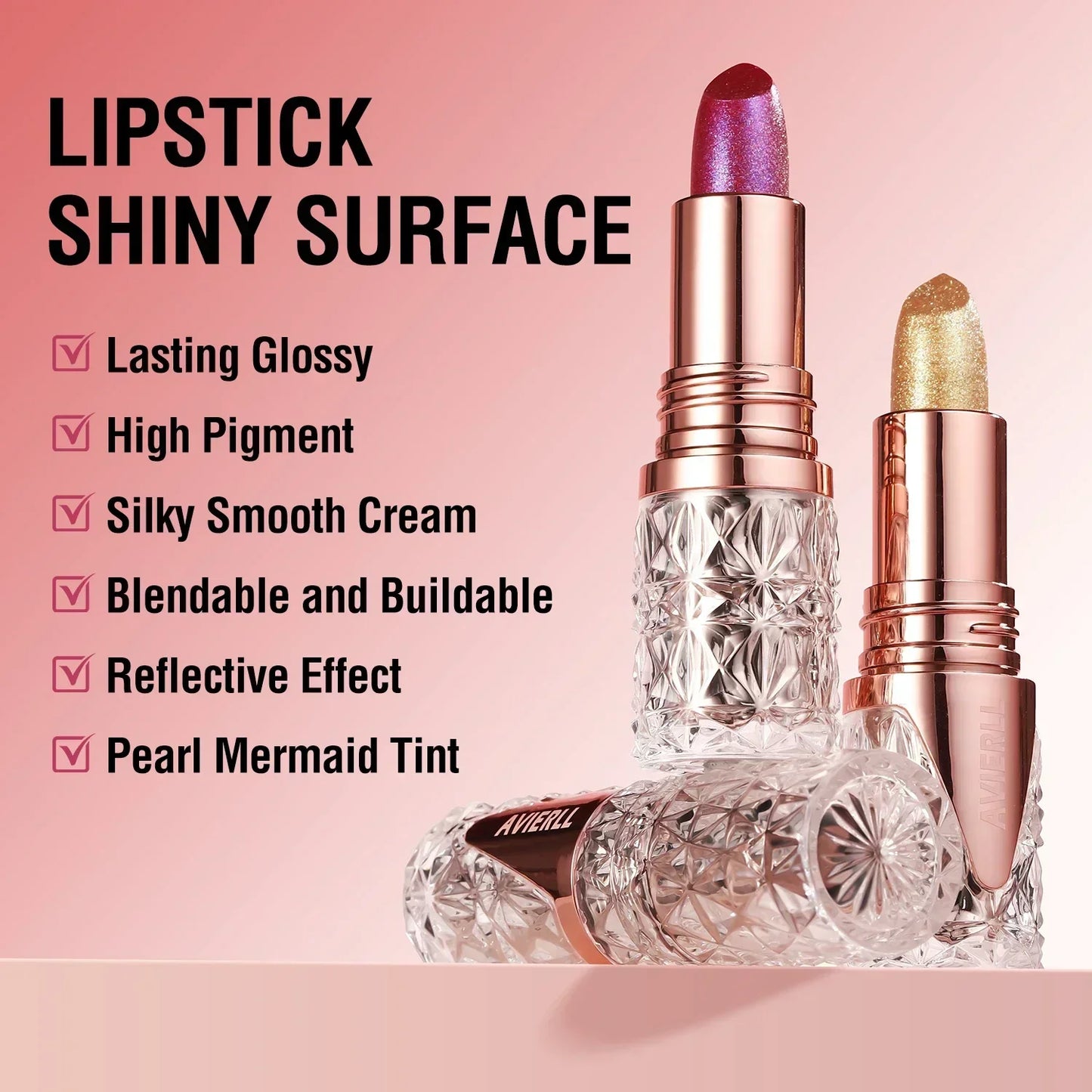 Quicksand Gold Glitter Lipstick - Silky Grapefruit Orange Shine