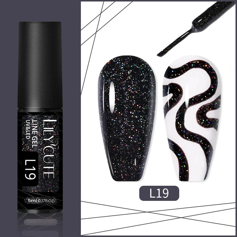 LILYCUTE 5ml Metallic Painting Liner Gel - Gold Silver Nail Art