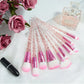 10-Piece Unicorn Glitter Makeup Brush Set - Foundation and Eye Tools