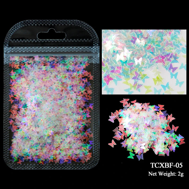 2g Holographic Nail Art Glitter - Star Butterfly Sequins Flakes