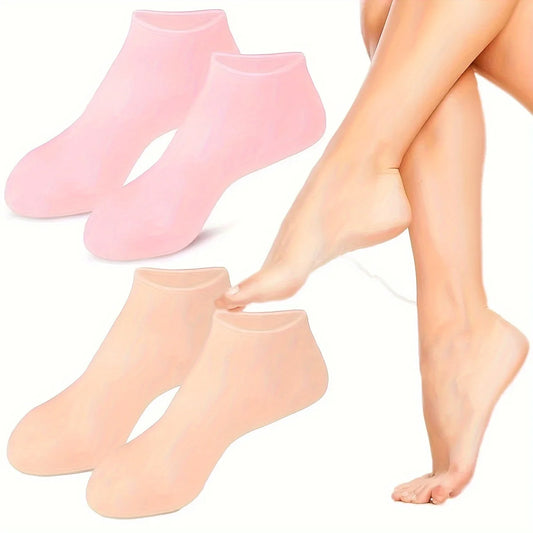 2-Pack Silicone Gel Foot Socks - Cracked Heel Spa Care