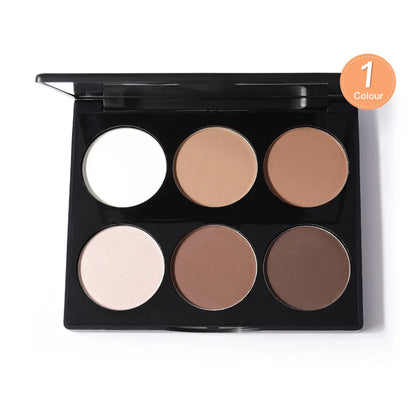 6-Color Highlighter Contour Palette - 3D Bronzer Makeup Kit