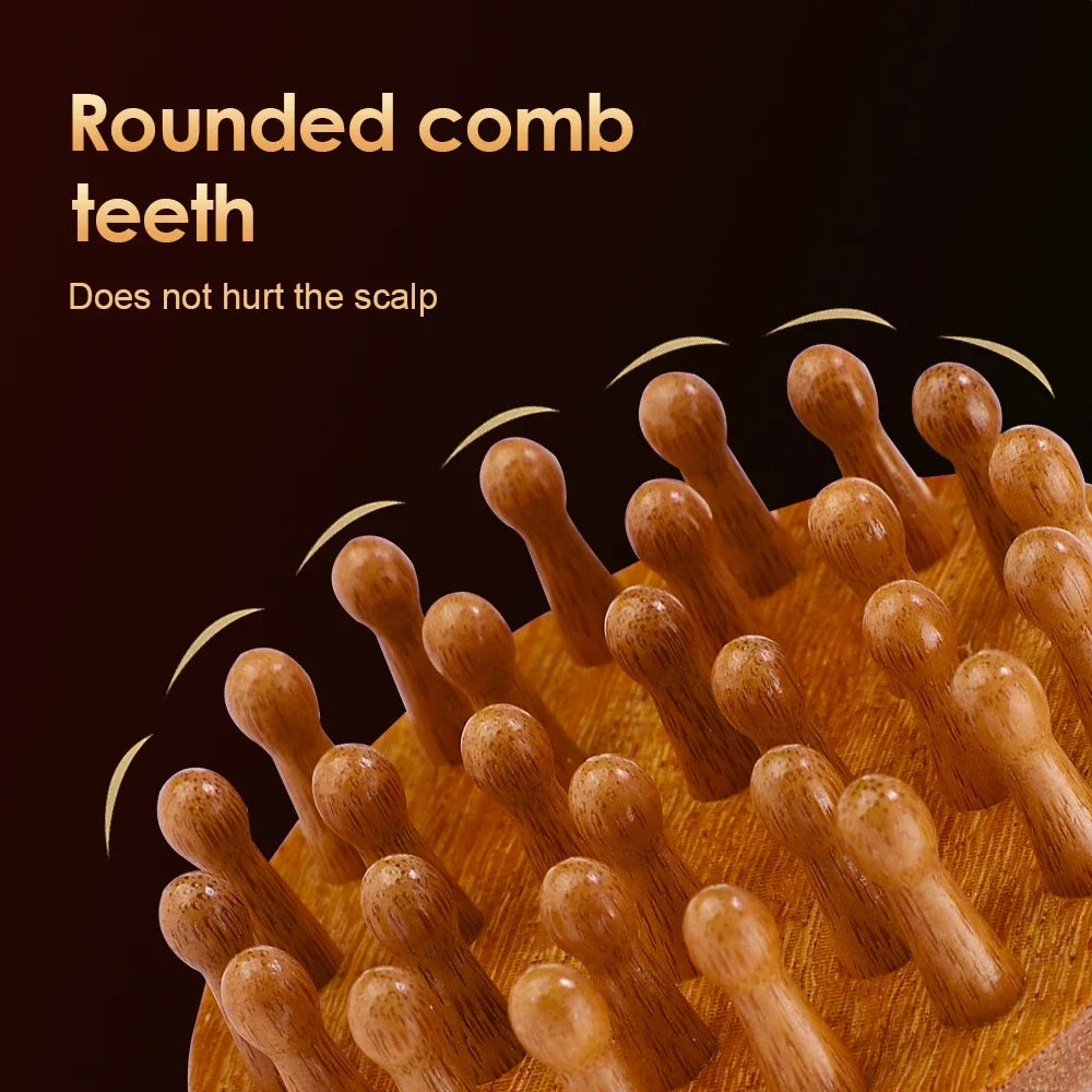 Sandalwood Scalp Massage Comb - Anti-Static Wooden Gua Sha Brush