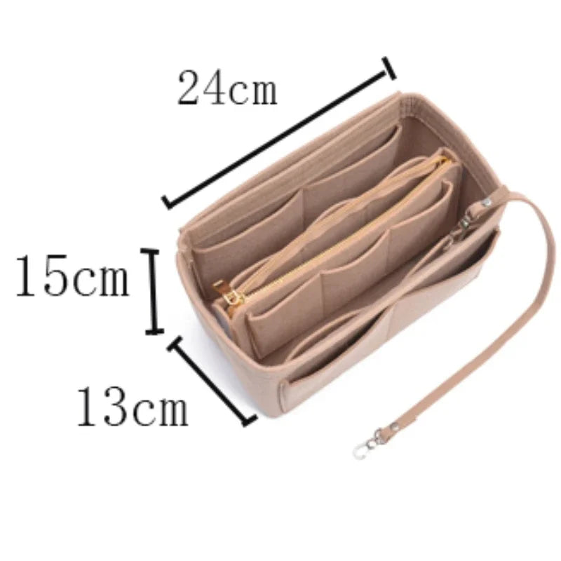 Large Capacity Felt Makeup Organizer Bag - Travel Insert Tote