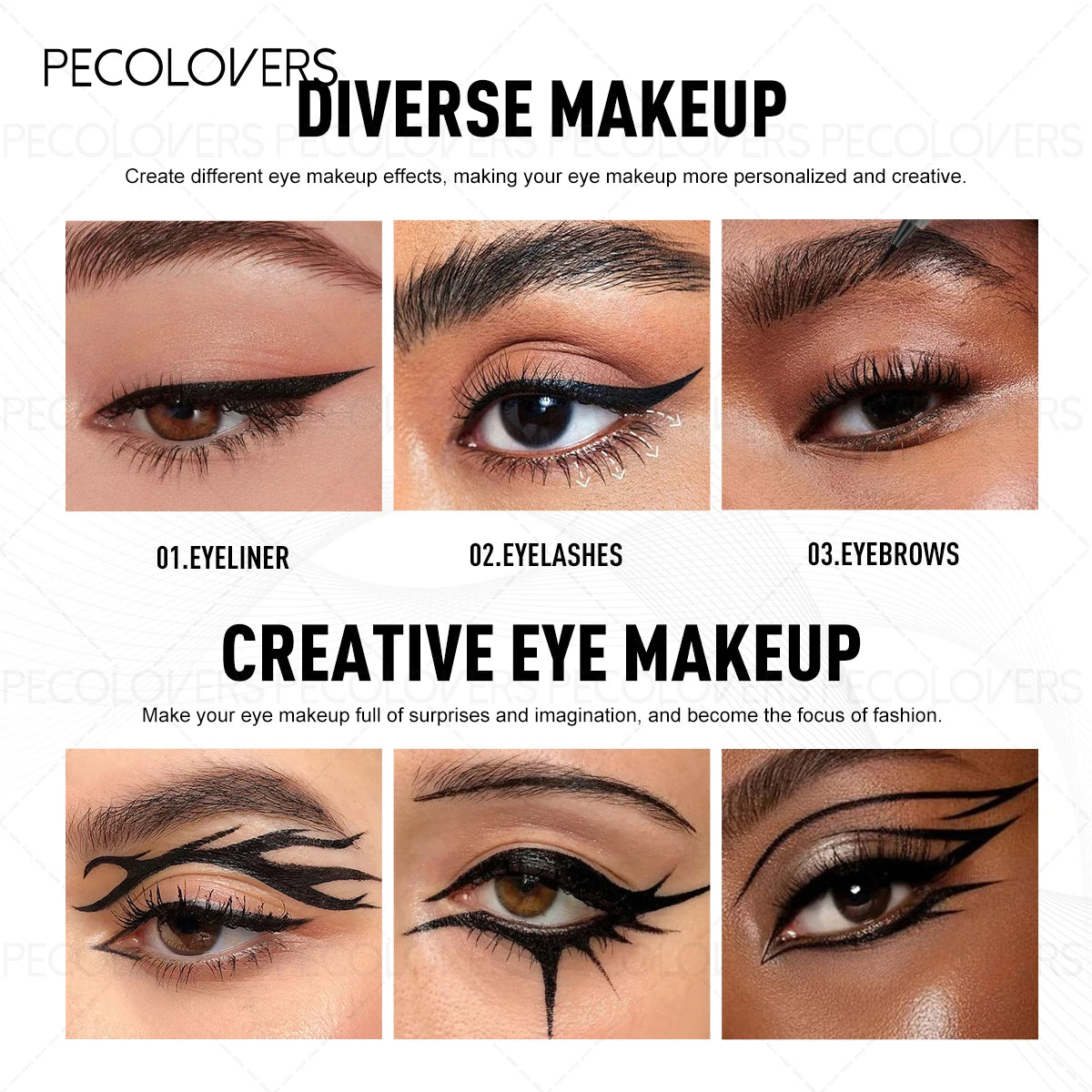 3-Piece Black Liquid Eyeliner Pen Set - High Pigment Eye Makeup