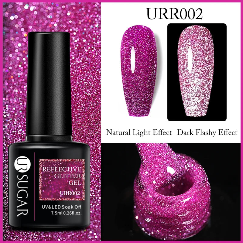 UR SUGAR 7.5ml Reflective Glitter Pink Sequin Gel Polish