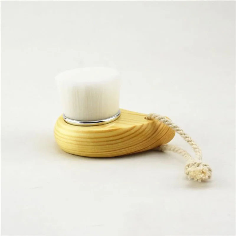 Soft Manual Facial Cleansing Brush - Wood Handle Pore Care Tool
