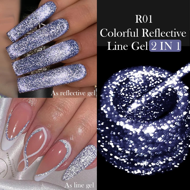 LILYCUTE 5ml Reflective Glitter Liner Gel - Champagne Nail Art