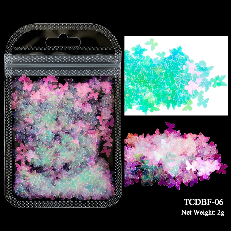 2g Holographic Nail Art Glitter - Star Butterfly Sequins Flakes