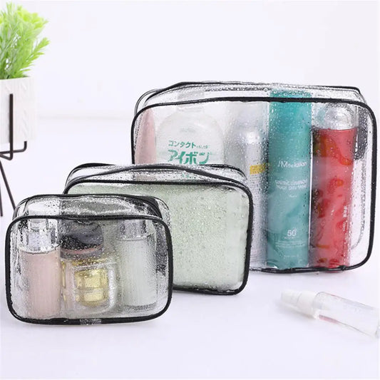 Waterproof Transparent Zipper Cosmetic Pouch - Travel Toiletry Case